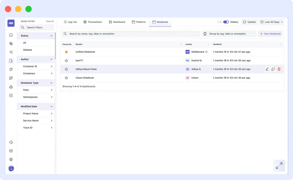 Middleware Notebooks