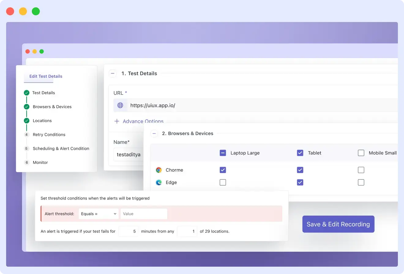 Browser testing middleware