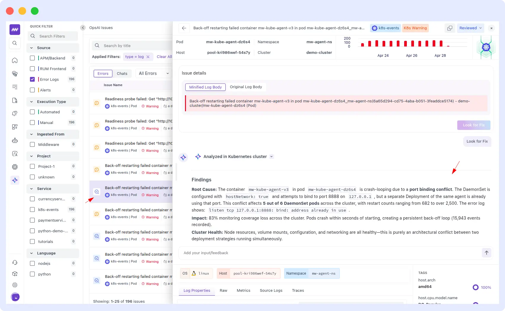 Kubernetes debugging and auto-fix