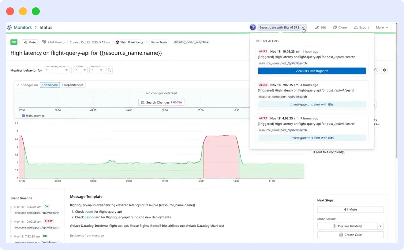 Bits AI by Datadog sre agent tool