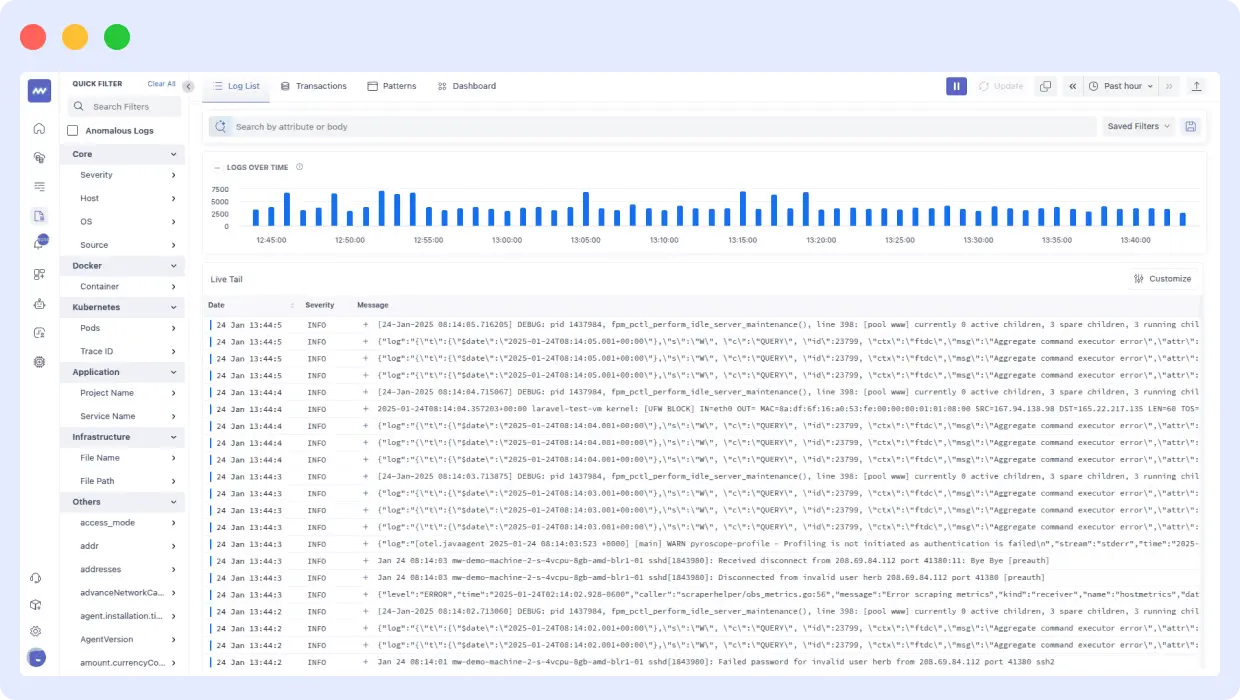 Middleware log aggregation tool