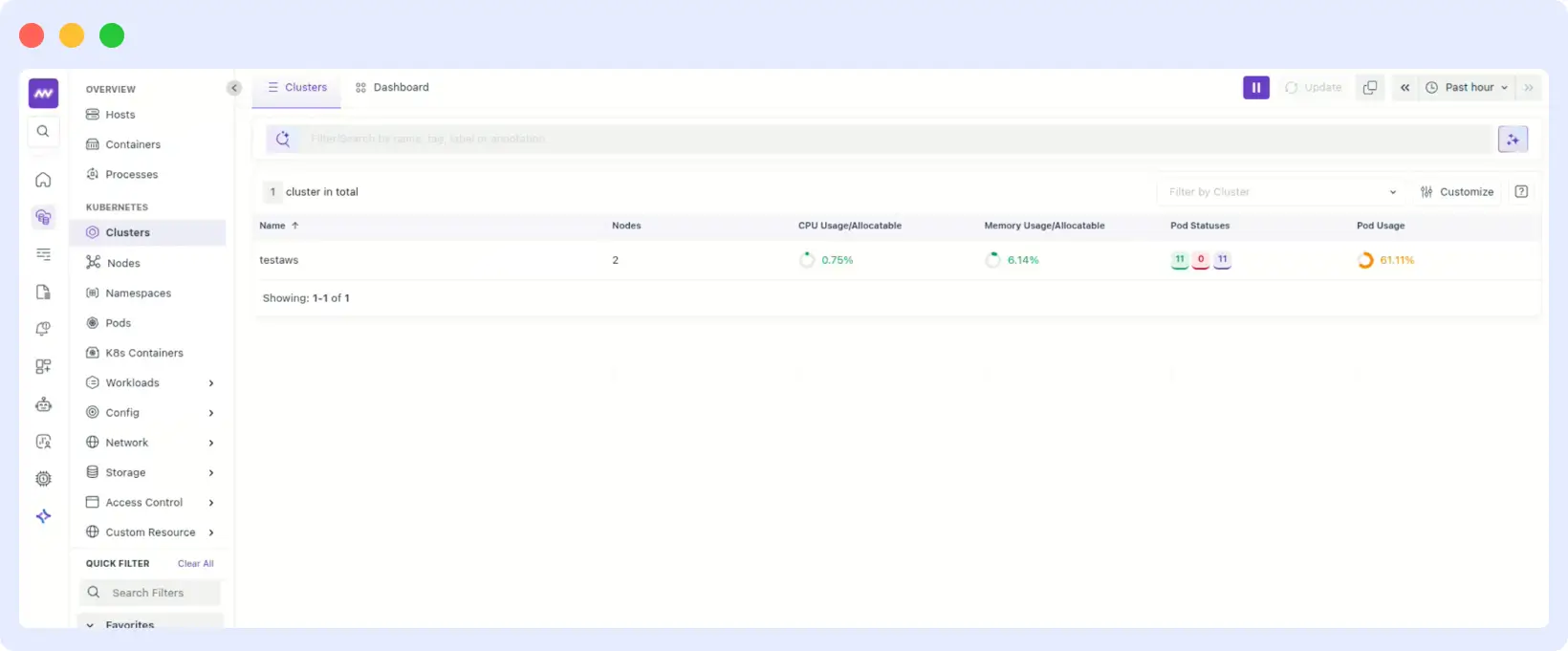 kubectl output showing ADOT Collector pods running in fargate-container-insights 
and aws-logging ConfigMap created in aws-observability namespace after 
Middleware Helm installation on EKS Fargate