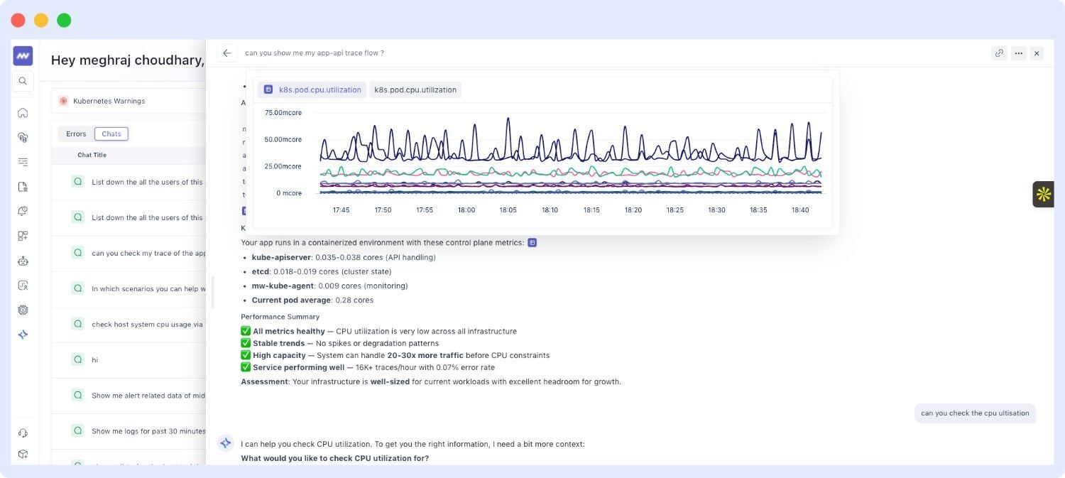 OpsAI visual answers showing charts and data visualizations for analysis