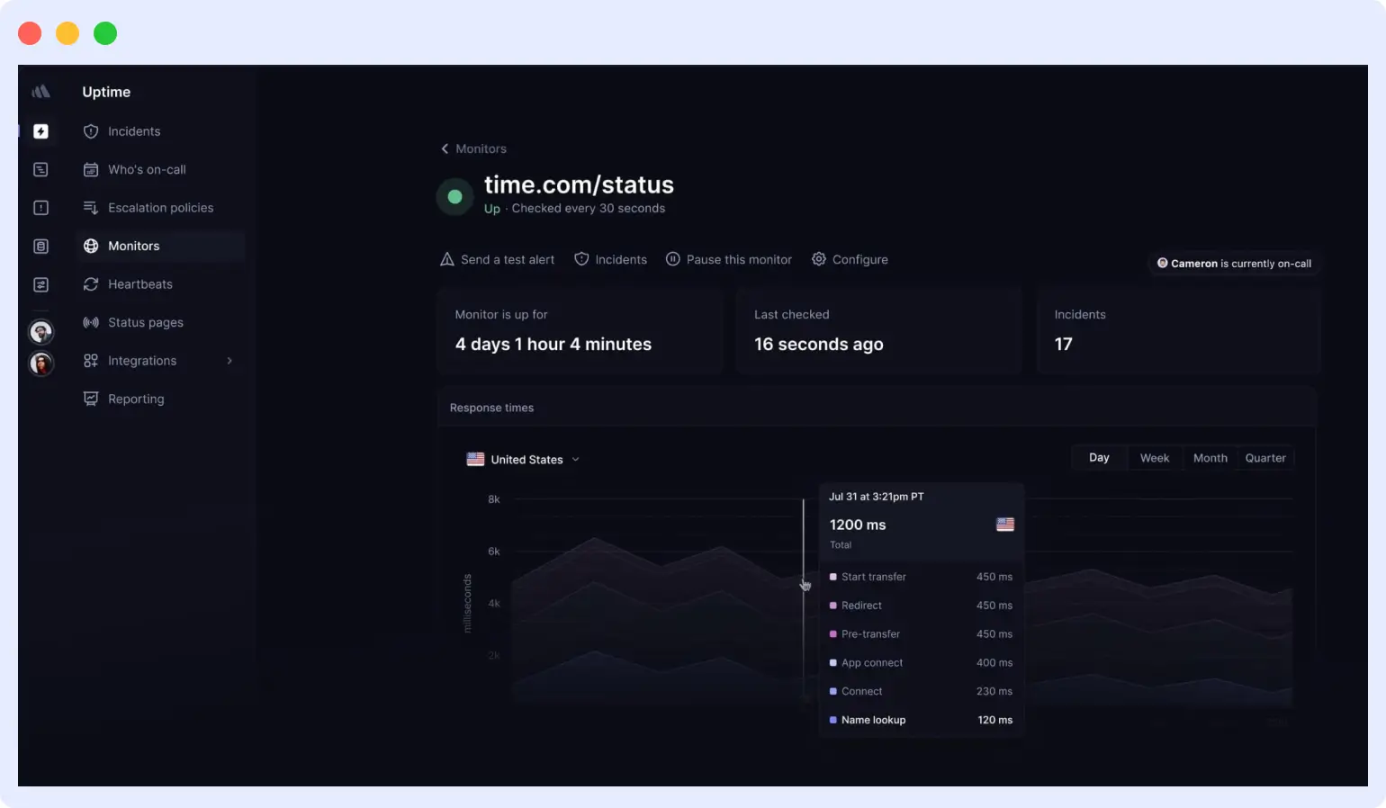Better Stack synthetic monitoring tool