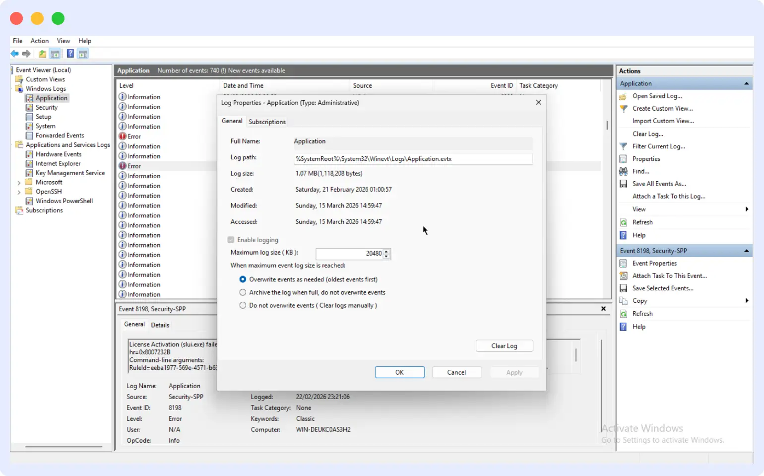 Configure log retention before you need it