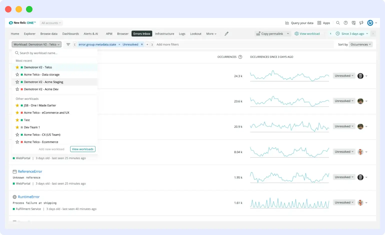 New Relic vs Sentry error tracking