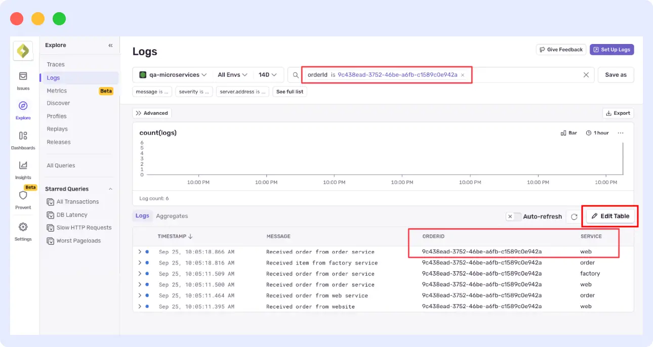 Sentry Infrastructure and logs