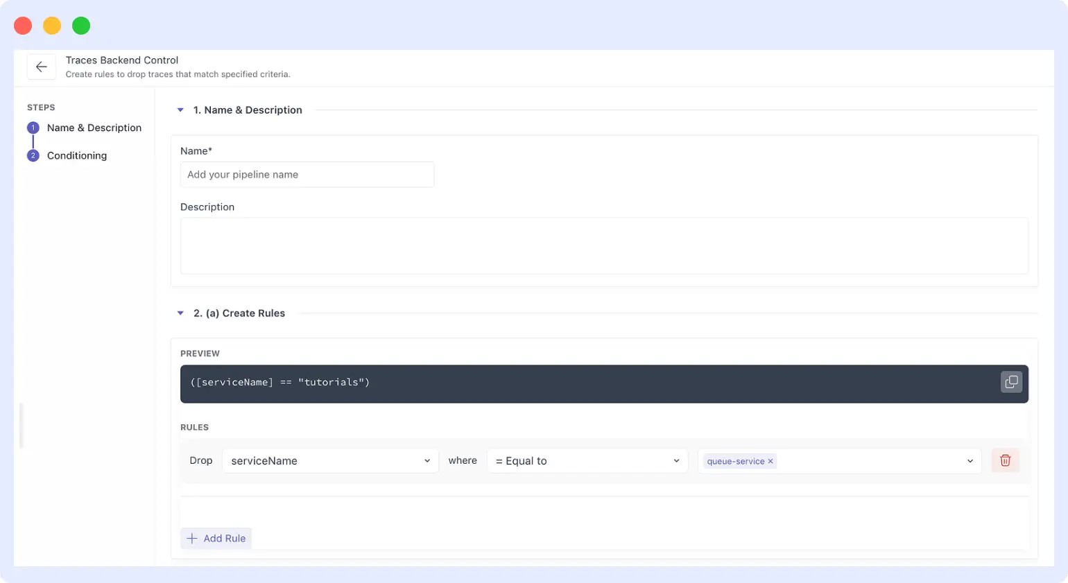 Traces Backend Control UI