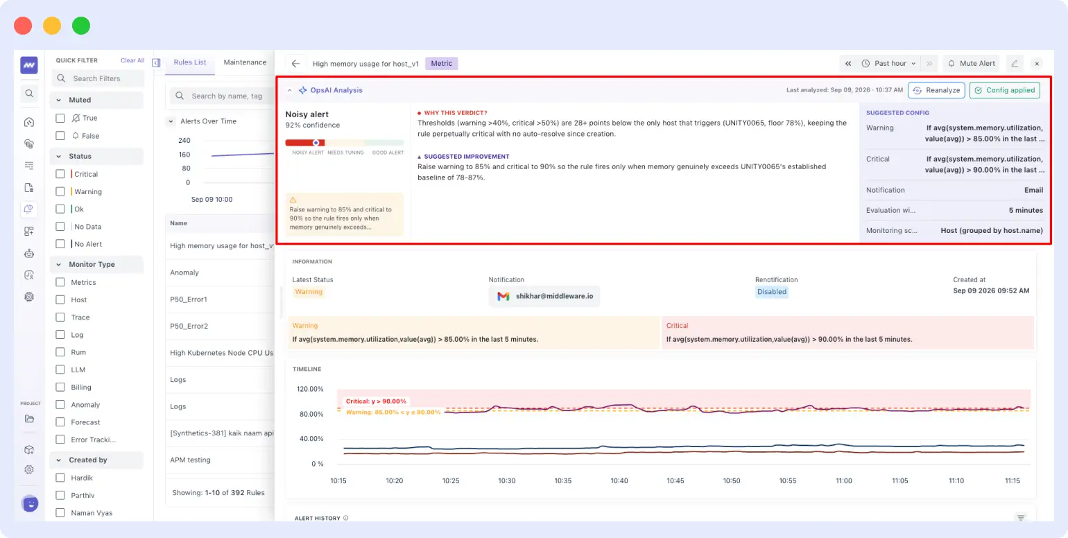 Analyze Alerts with OpsAI