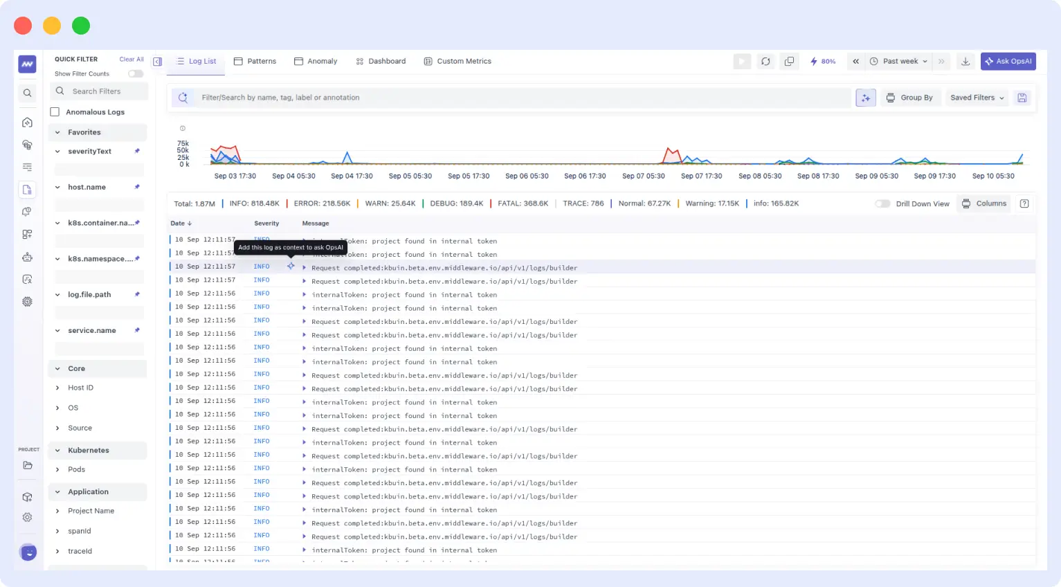 OpsAI add logs context